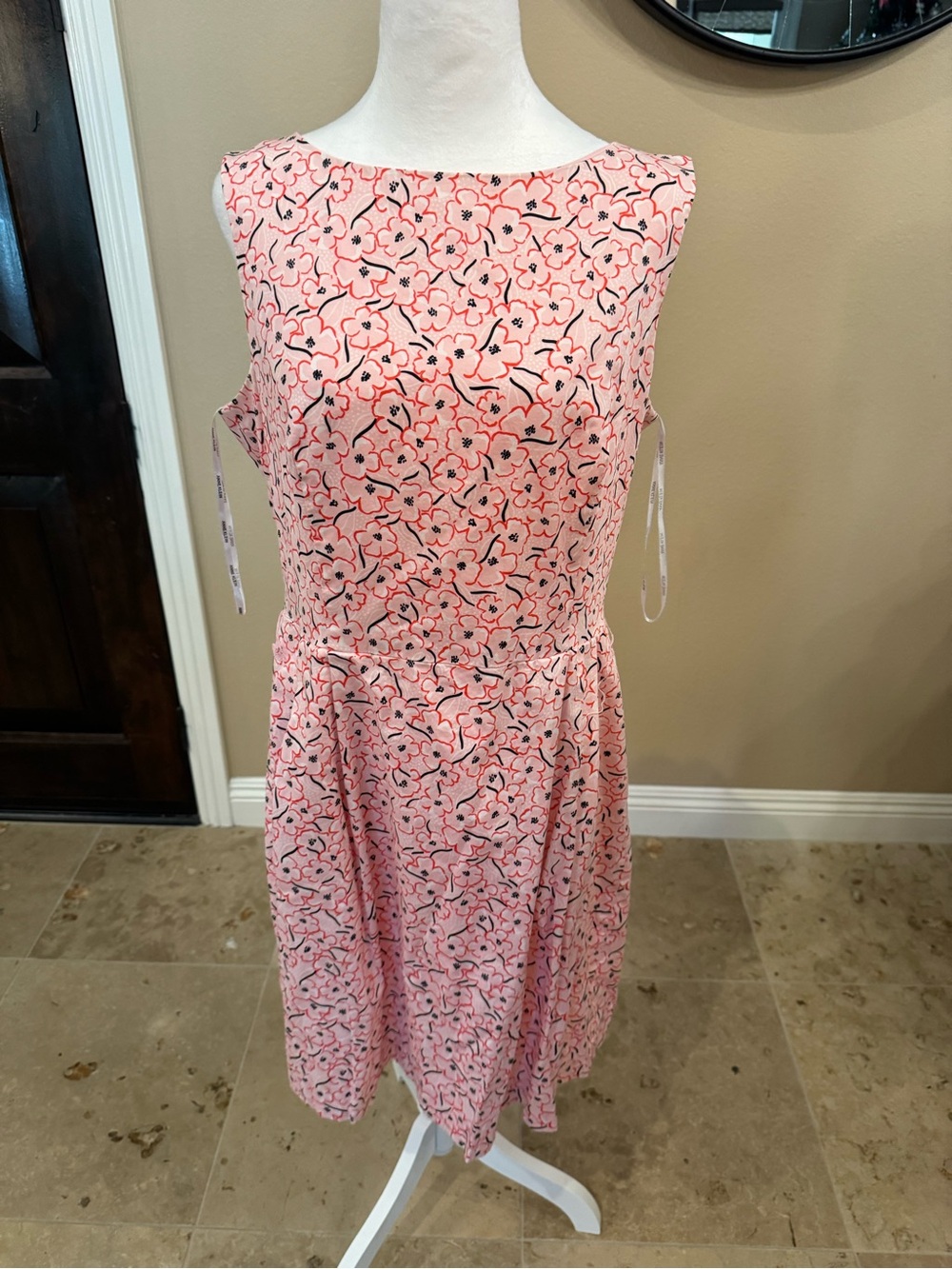 Anne Klein Pink Floral Sleeveless Fit & Flare Midi Dress